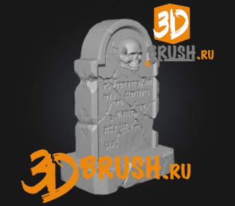 An ancient weather beaten gravestone stands upright crafted from dark
