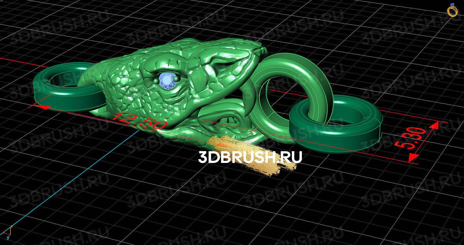 bracelet-link-snake-head-3d-print-model