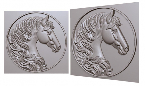 bust of a horse in profile in a circle 3D model for CNC or engraving, бюст лошади в профиль в круге 3д модель