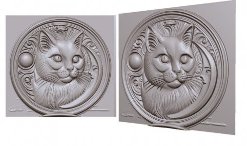 cat with moon and sun 3d model for cnc or engraving, кот с луной и солнцем 3д модель