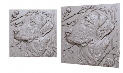 dog in nature picture 3d model for cnc or engraving, собака на природе картина 3д модель