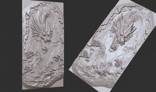 dragon head growls in a cave among the mountains 3d model