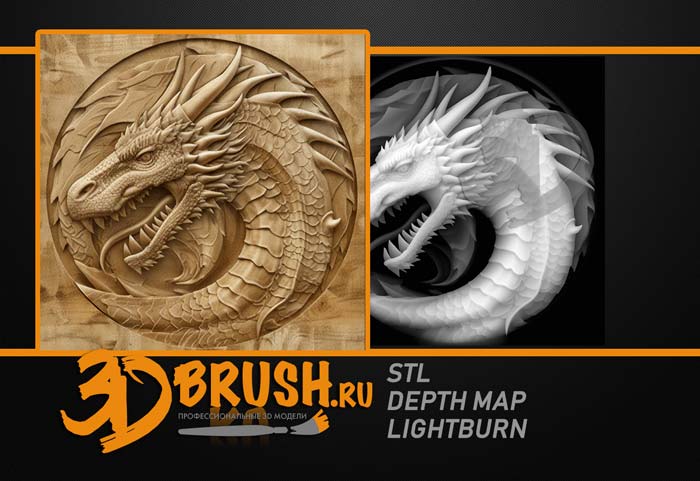 dragon-head-in-a-circle-growls-3d-for-cnc