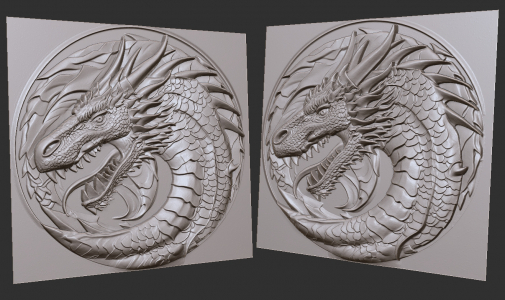 dragon head in a circle growls 3d for CNC