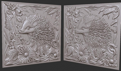 ежик на природе в траве 3д модель, hedgehog in nature in the grass 3d model for cnc or engraving