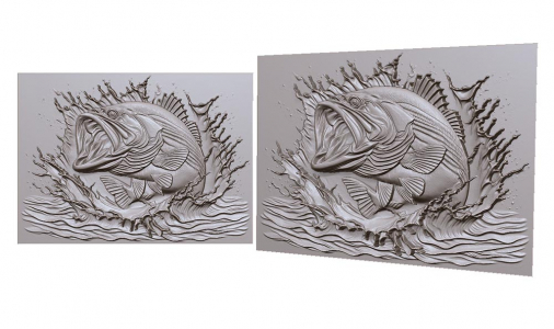 fish jumping out of water 3d model for cnc or engraving, рыба прыгает из воды 3д модель