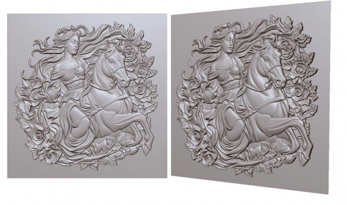 girl on a horse in flowers galloping 3D model for CNC or engraving наездница на лошади 3д модель