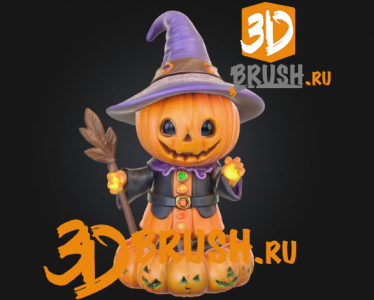 #Halloween2025#,-a-cute-little-pumpkin-wizard-figurine,-chibi-style