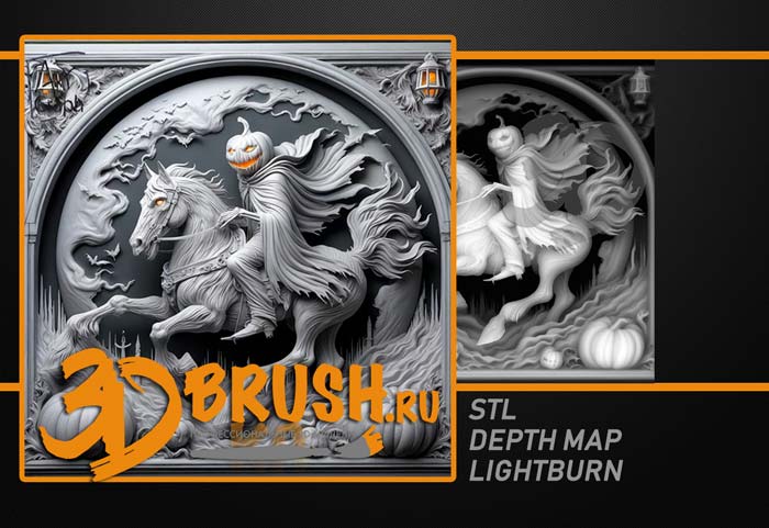 headless-horseman-with-pumpkin-halloween-3d-model-for-cnc-or-engraving-vsadnik-bez-golovy-3d-model-hellouin-tykva-golova