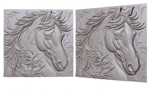 horse face portrait 3D model for CNC or engraving, морда лошади портрет 3д модель