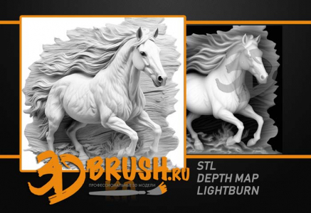 horse galloping 3D model for CNC or engraving, horse galloping, лошадь скачет 3д модель 