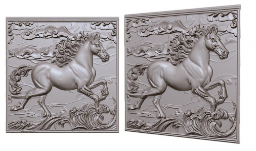horse galloping across the water 3D model for CNC or engraving