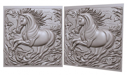horse galloping across the waves 3D model for CNC or engraving скакун бежит по воде 3д модель
