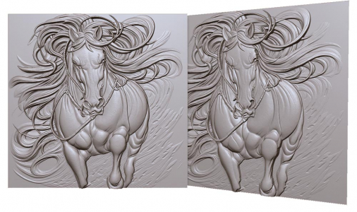 horse galloping in front with a mane 3D model for CNC or engraving, лошадь скачет в фас с гривой 3д модель