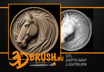 horse in a circle 3D model for CNC or engraving, лошадь в круге2 3д модель