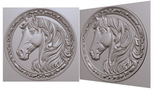 horse in a circle bust 3D model for CNC or engraving, лошадь в круге бюст 3д модель