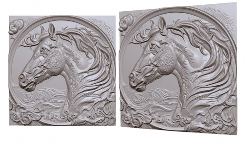 horse in a circle with a mane 3D model for CNC or engraving