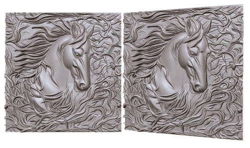 horse in branches galloping 3D model for CNC or engraving, лошадь в ветках скачет 3д модель