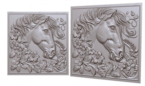 horse in flowers 3D model for CNC or engraving