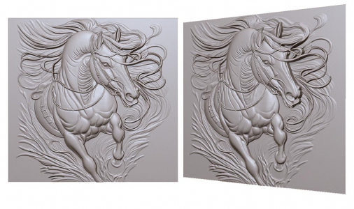 horse in front galloping 3D model for CNC or engraving, лошадь  в фас скачет 3д модель