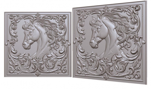horse in patterns 3D model for CNC or engraving