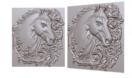 horse in rose flowers 3D model for CNC or engraving лошадь в цветах розах 3д модель