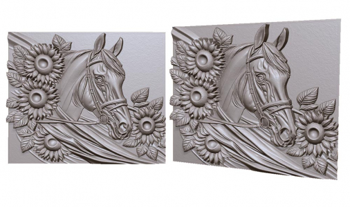 horse in sunflowers 3D model for CNC or engraving лошадь в подсолнухах