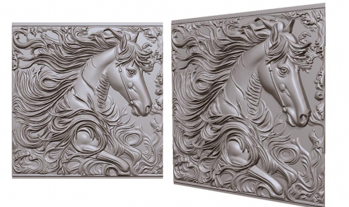 horse mane painting 3D model for CNC or engraving портрет лошади 3д модель