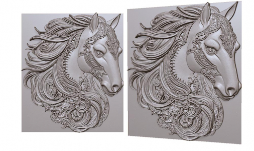 horse mane stylized 3D model for CNC or engraving