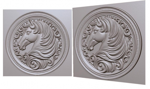 horse on a plate in profile 3D model for CNC or engraving, лошадка на тарелке в профиль 3д модель