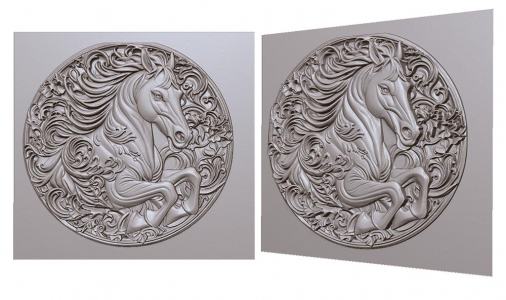 horse running in a circle in patterns 3D model for CNC or engraving, лошадь бежит в круге в узорах 3д модель