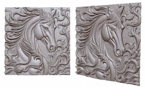 horse side view in patterns 3D model for CNC or engraving, лошадка вид сбоку в узорах 3д модель