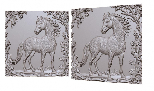 horse stands among the forest 3D model for CNC or engraving