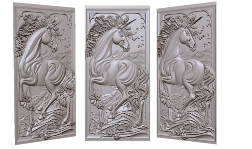 horse unicorn in nature 3D model for CNC or engraving единорог на природе 3д модель