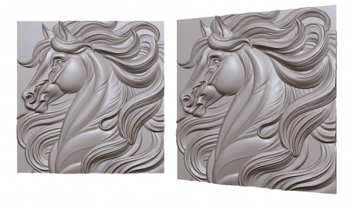 horse with a mane in profile 3D model for CNC or engraving, лошадь с гривой в профиль 3д модель