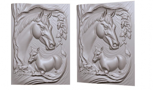 horse with foal 3D model for CNC or engraving лошадь с жеребенком