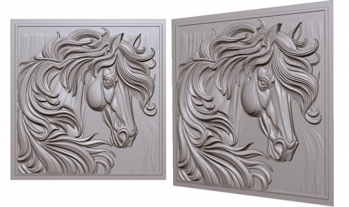 картина лошадь фактура дерева 3д модель, painting horse wood texture 3D model for CNC or engraving