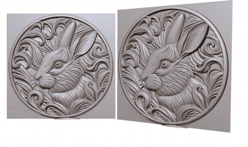 кролик в траве 3д модель, rabbit in the grass 3d model for cnc or engraving,