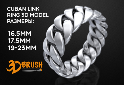 Кубинское кольцо 16.5-23 мм 3D модель купить