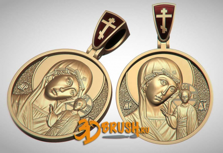 кулон Пресвятая Богородица Казанская 3д модель, Holy Mother of God of Kazan 3D model