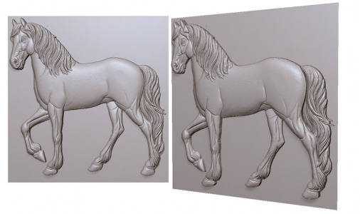 лошадь идет вид сбоку 3д модель, horse walking side view 3D model for CNC or engraving