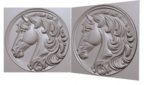 лошадь на монете сбоку  3д модель, horse on the side of a coin 3D model for CNC or engraving