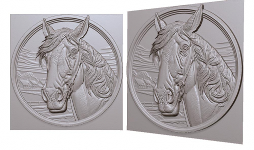 лошадь на поле  3д модель, horse on a field 3D model for CNC or engraving