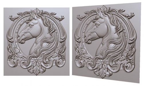 лошадь вид сбоку в узорах 3д модель, horse side view in patterns 3D model for CNC or engraving