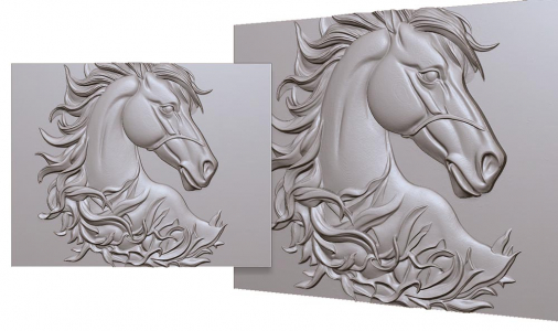 portrait of a horse with a mane 3D model for CNC or engraving портрет лошади 3д модель