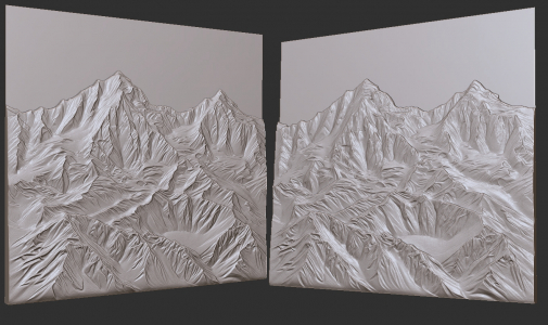 tall beautiful mountains 3D for CNC, engraving, laser burning,