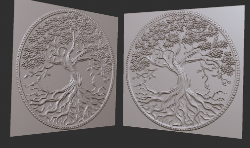 tree of life with a dense crown and roots 3D for CNC, engraving, laser burning,