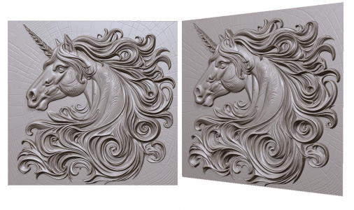 unicorn develops mane into a spiral 3D model for CNC or engraving единорог с гривой 3д модель