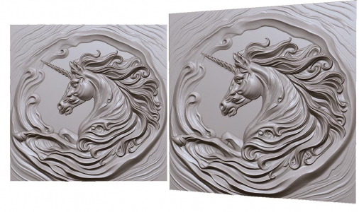 unicorn on a tree 3D model for CNC or engraving единорог 3д модель