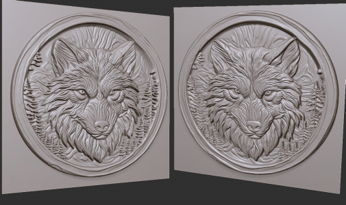 wolf head in a circle for CNC, laser or engraving